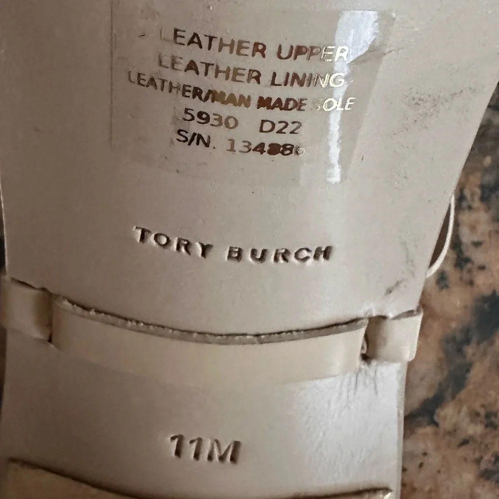 Tory Burch Knotted Leather Ankle-Tie Sandals New Cream